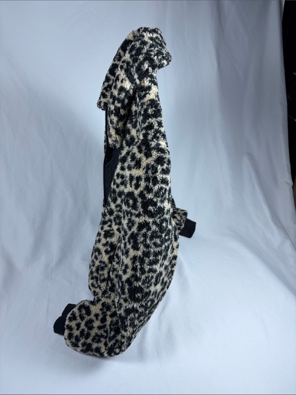 New York & Company Black and Cream Leopard Faux-Fur Bomber Jacket - Picture 4 of 9